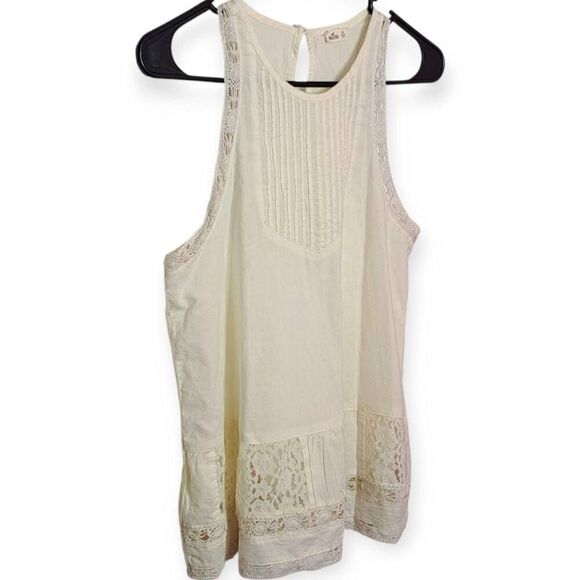 Hollister Women's Boho Cotton and Lace Tank size XS Cream - Picture 2 of 6